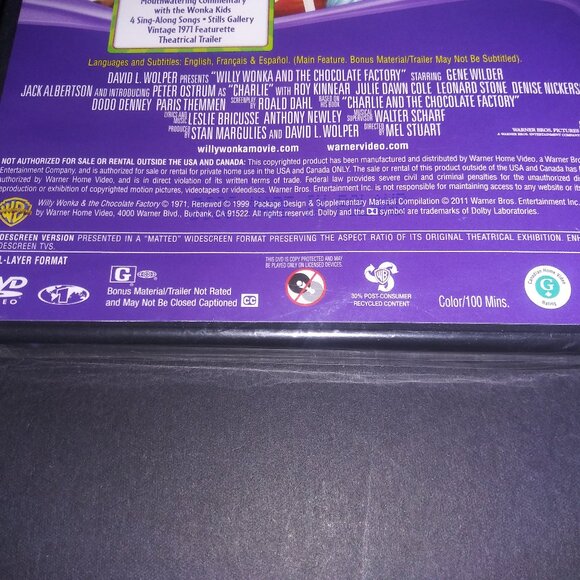 Willy Wonka and the Chocolate Factory Promo DVD 2011 Sealed NOS Gene Wilder - Picture 3 of 3